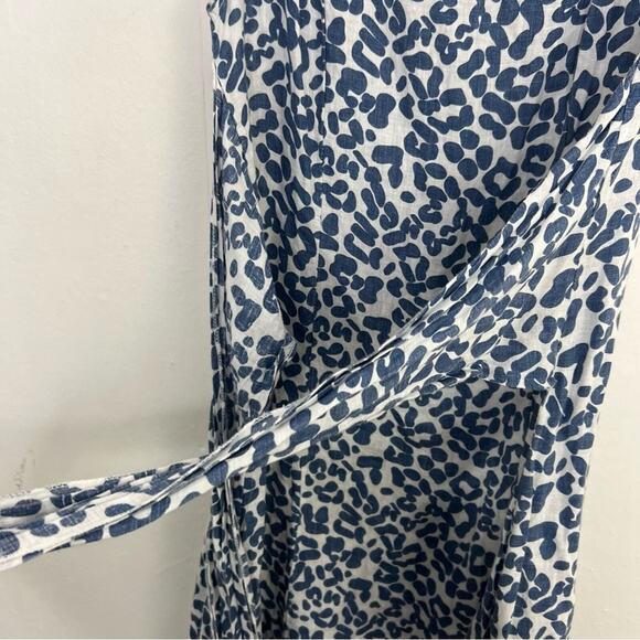 Piazza Del Tempio Italian 100% Linen Cap Sleeve Flowy Midi Dress w/ Waist Tie - Picture 8 of 16